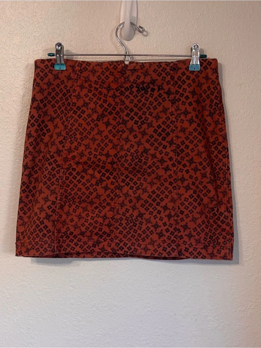 Free People Modern Femme Printed Stretch Denim Mini Skirt Size 12